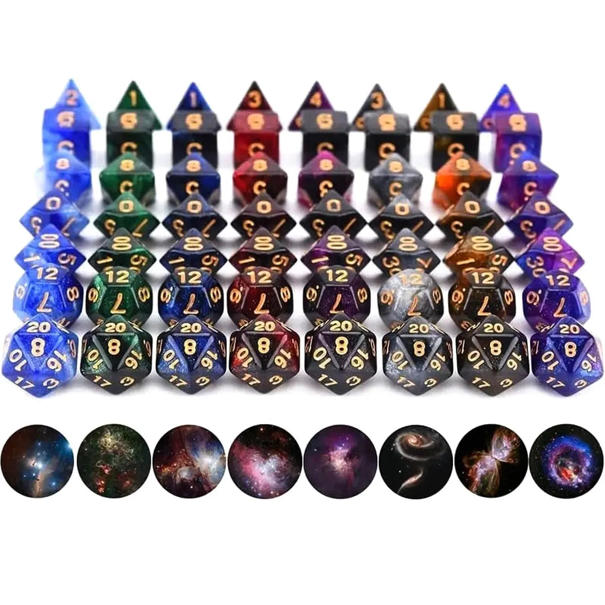 49Pcs Polyhedral Dice Set with 7 Black Storage Pouches - Random color 7 Complete Sets D4/D6/D8/D10/D%/D12/D20 for DND, RPG, MTG & Tabletop Games, Perfect Halloween & Christmas Holiday Gifts ZSY