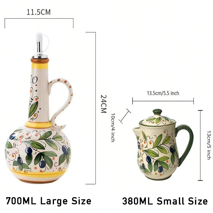 380ML Oil Storage Container BPA-Free Ceramic Household Oil Bottle Seasoning Pot Oil Vinegar Small Container Kitchen Accessories