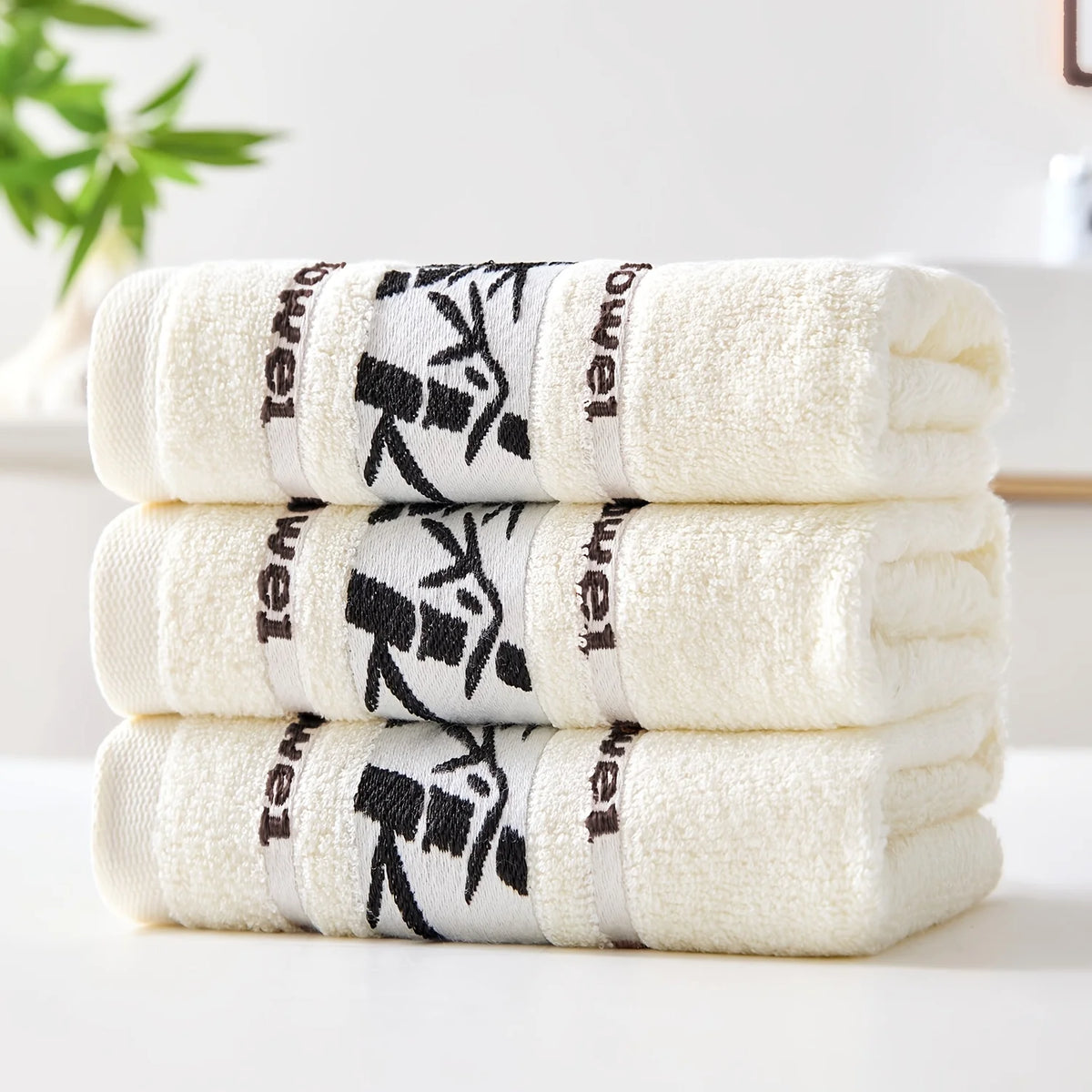 3pcs Green Bamboo Fiber Bathroom Towels Sets 34x74cm/70x140cm Household Hand Face Bath Towel Sets Washcloths Toallas De Baño 타월