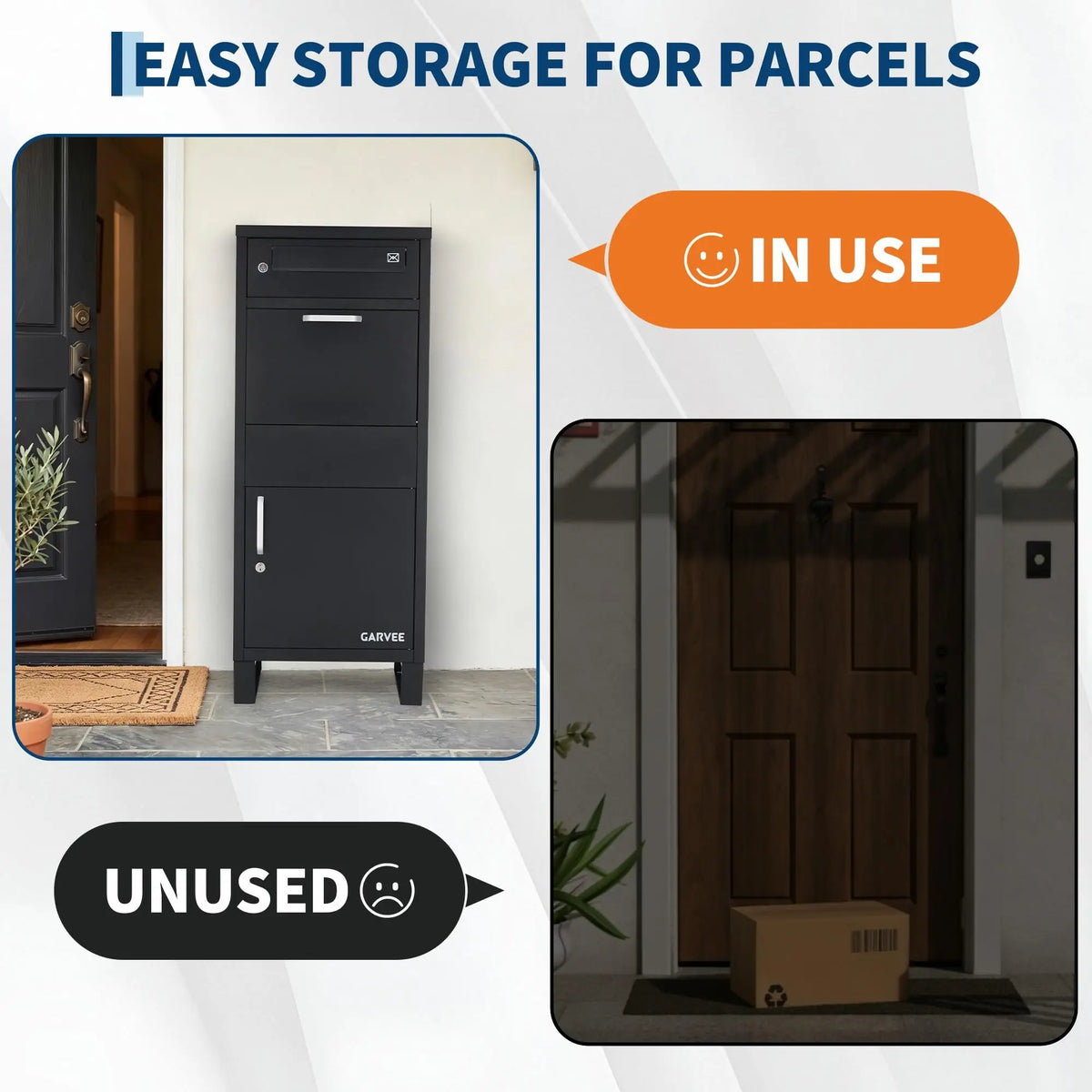 Galvanized Steel Outdoor Package Delivery Box 44in Large Lockable Parcel Drop Box With Cushion Weatherproof Wall Or Floor Mount