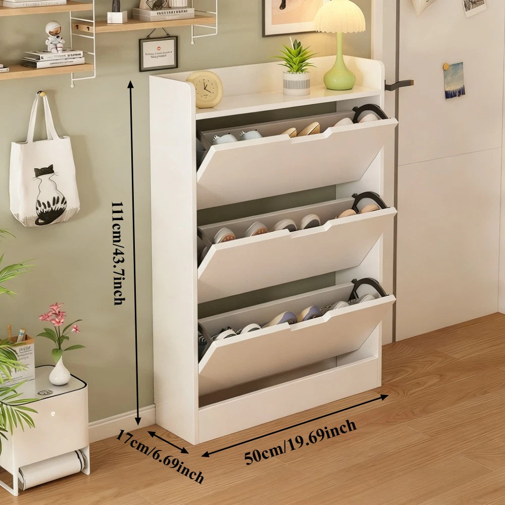 Multifunctional Shoe Cabinet Wooden Narrow Large Capacity Storage Cabinet Simple Shoe Rack Sturdy and Stable Dustproof Shelf