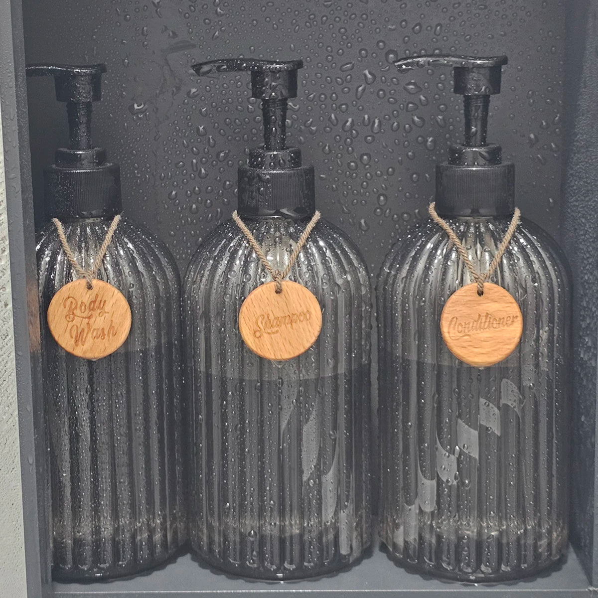 3PCS Soap Pump Bottles 16.9oz Refillable Shampoo and Conditioner Body Wash Dispenser Elegant Home Decoration, Ideal for Bathroom