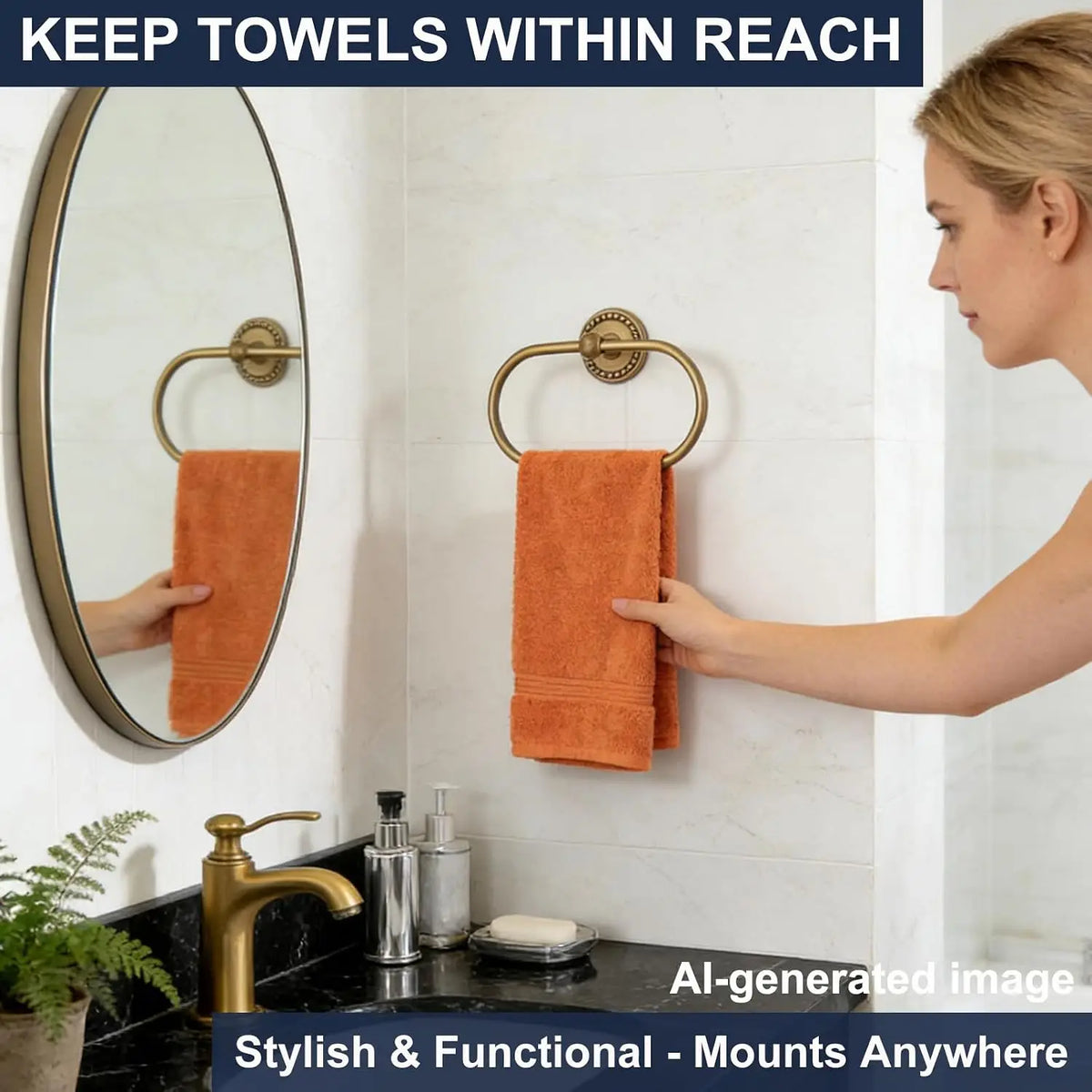 Antique Brass 4-Piece Bathroom Hardware Set Adjustable Towel Bar 13-24"
