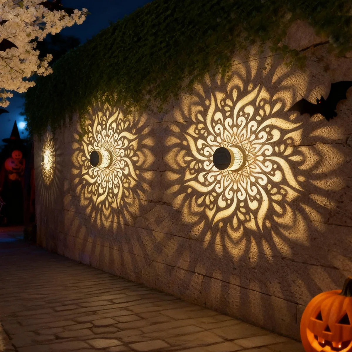 Solar-Powered Datura Lantern Light Wall Lamp Outdoor Garden Patio Walkway Decorations 1Pcs/2Pack Lighting for Garden Decor