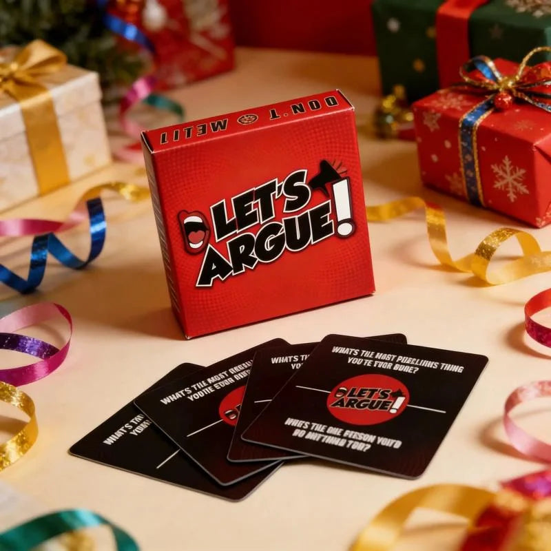 Let's Argue" Party Card Game, fun conversation-startingtrivia card set, interactive board game, portable paper carddeck, suitable for house parties, night gatherings, friends'get-togethers, bachelorette parties, and holidayen