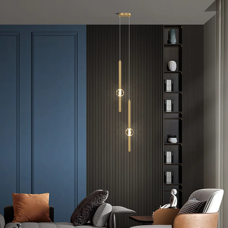 Nordic Bedroom Bedside Chandelier Simple Modern Home Light Luxury Living Room TV Background Wall Decor Creative Crystal LED Lamp