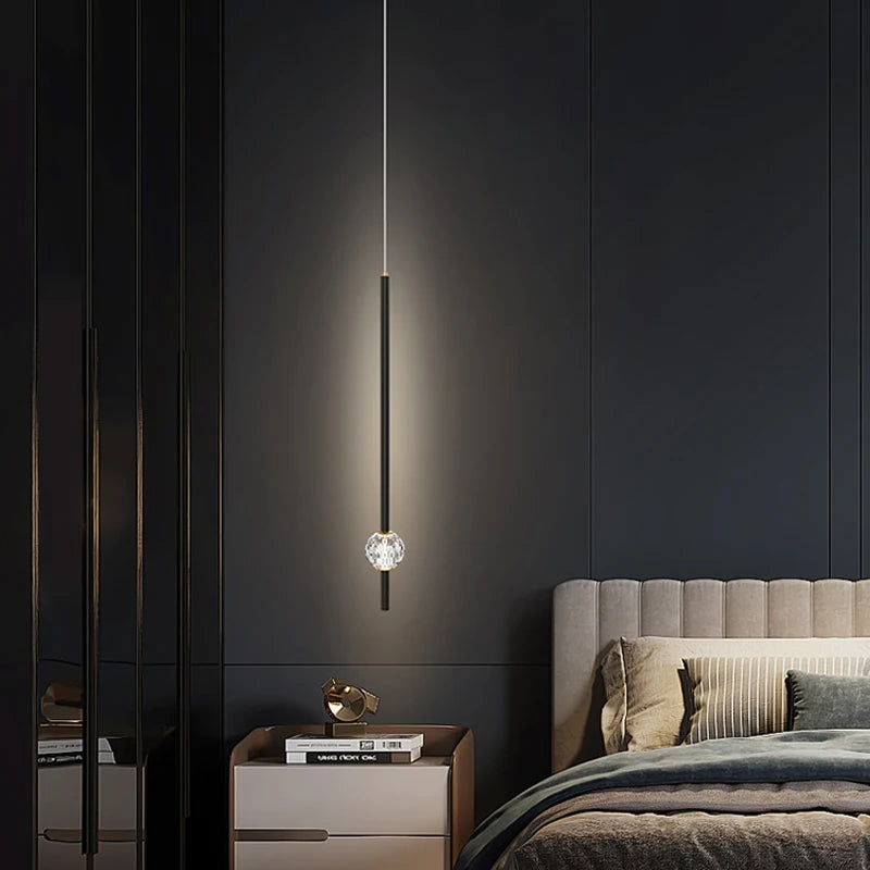 Nordic Bedroom Bedside Chandelier Simple Modern Home Light Luxury Living Room TV Background Wall Decor Creative Crystal LED Lamp
