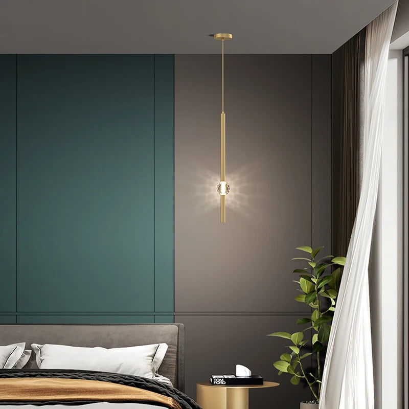 Nordic Bedroom Bedside Chandelier Simple Modern Home Light Luxury Living Room TV Background Wall Decor Creative Crystal LED Lamp
