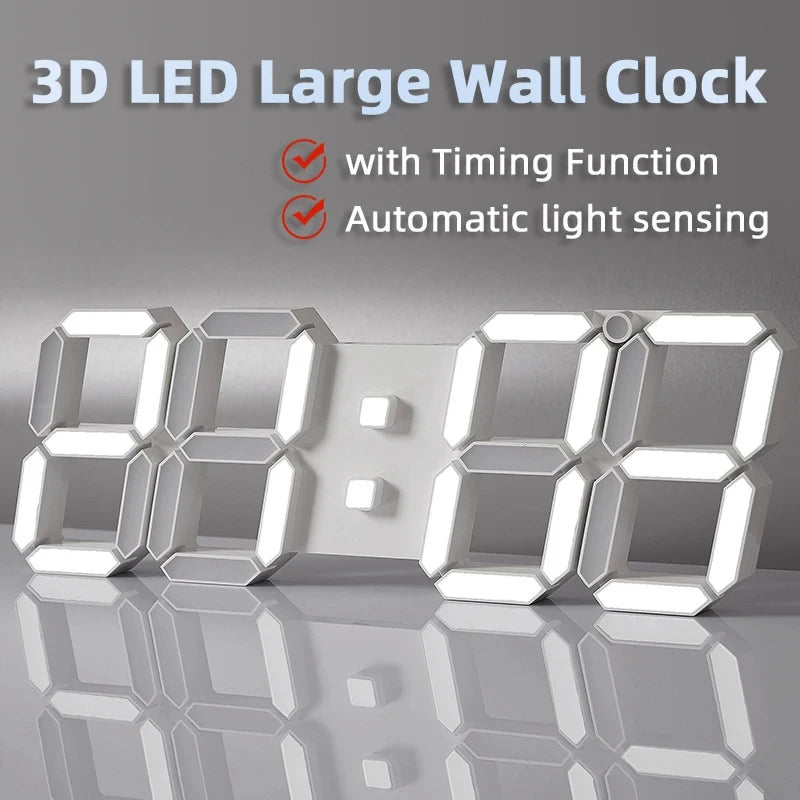 3D LED Digital Alarm Clock Luminous Creative Multifunctional USB Electronic Wall Clock Home Decoration Gift