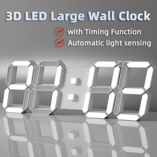 3D LED Digital Alarm Clock Luminous Creative Multifunctional USB Electronic Wall Clock Home Decoration Gift