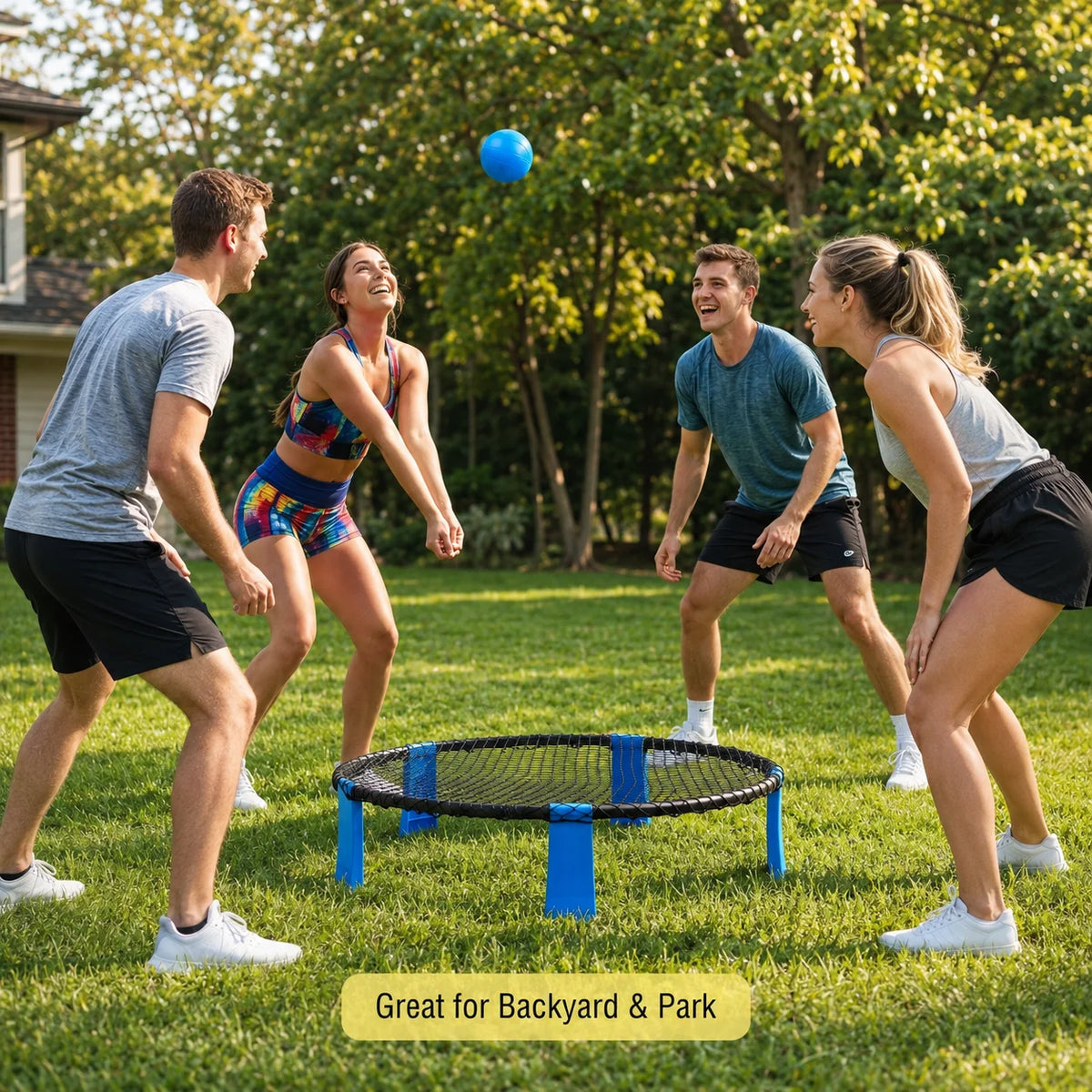 2 Balls Roundnet Game Set Portable Outdoor Sports Beach Lawn Game for Backyard Park Camping Family Party with Net Pump Carry Bag
