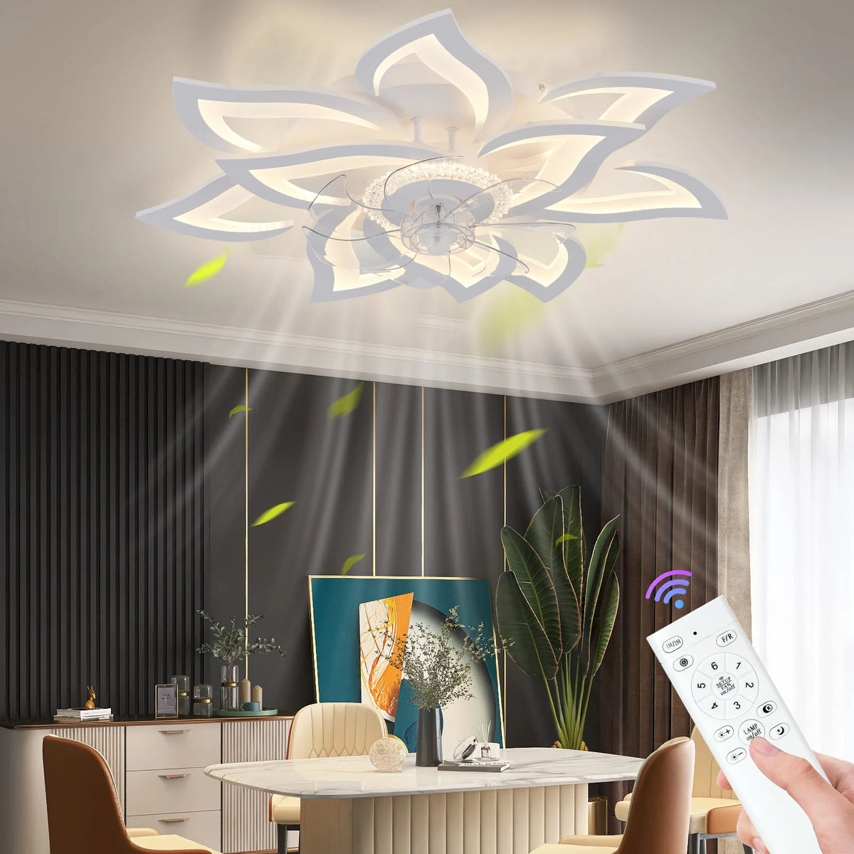 New style ceiling fan light modern LED fan light 92W smart remote control ceiling fan with light  living room bedroom