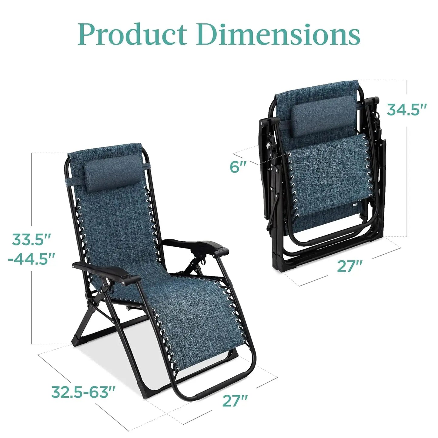 Oversized Zero Gravity Chair, Folding Outdoor Patio Recliner, XL Anti Gravity Lounger w/Removable Cushion, Cup Holder,, Custom