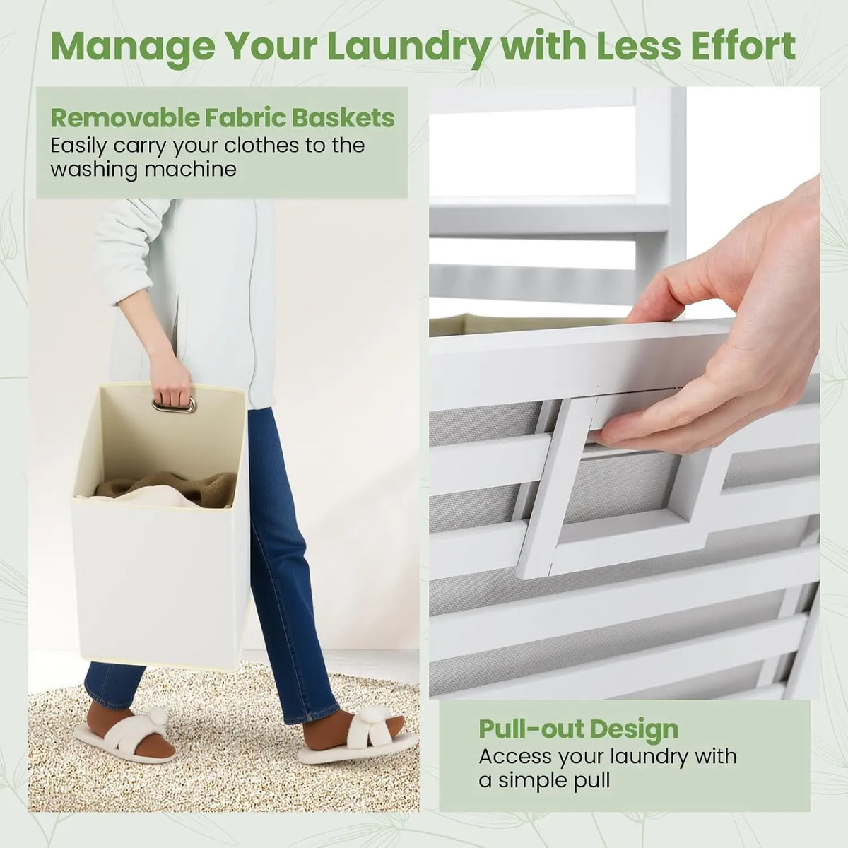 Giantex Bamboo Tilt Out Laundry Hamper Cabinet, Wicker Laundry Sorter