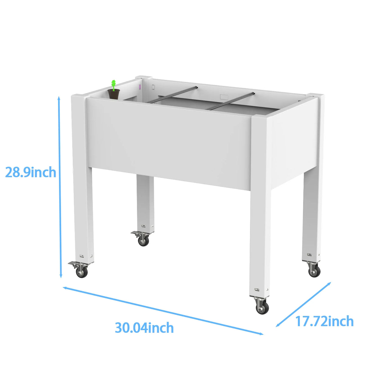 Elevated Raised Garden Bed with Rolling Wheels, Outdoor Freestanding Planting Stand for Flowers Vegetables Patio Backyard