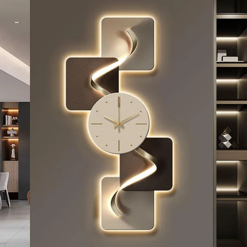 Modern Wall Clock Carbon Crystal Panel Frameless Design with Remote Control Lighted Decorative for Living Room Bedroom Office