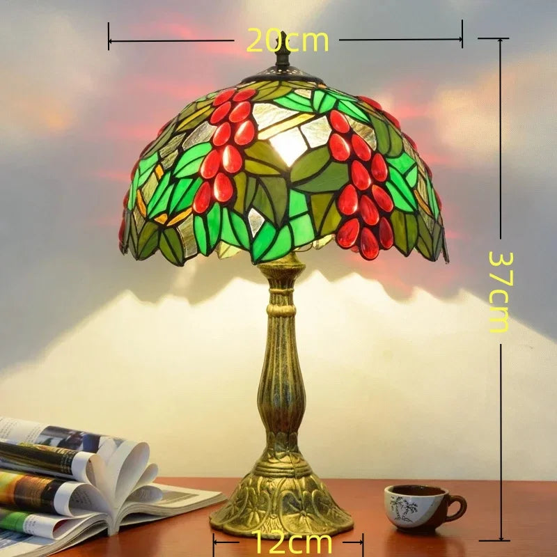 American Stained Glass Retro Restaurant Desk Lamp Bedroom Study Reading Light Bar Homestay Living Room Background Decor Lighting