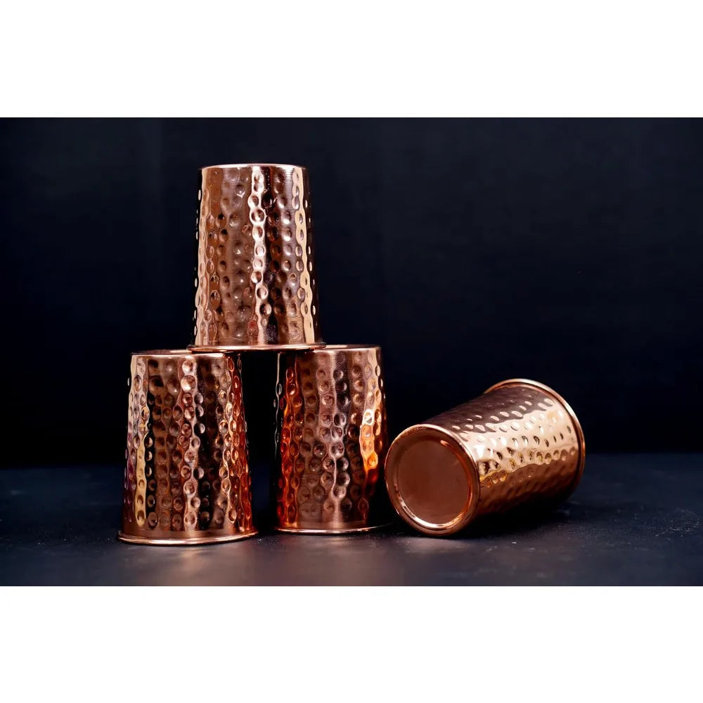 Pure Copper Water Dispenser with Tap & 4 Copper Glasses, 5L/218oz