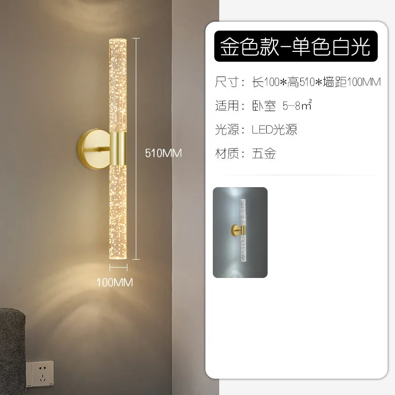 lndoor Double Head LED Wall Lamp Modern up Down Crystal Bubble Wall Light Bedroom living room Corridor Background Lights