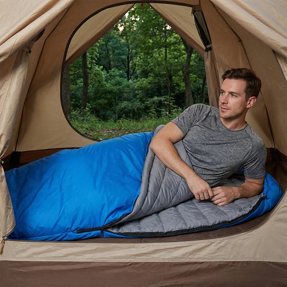 Kamperbox Cotton Sleeping Bag Camping Equipments Cotton Sleeping Bag Outdoor 3 Season Synthetic Sleeping Bag Ultralight Camping