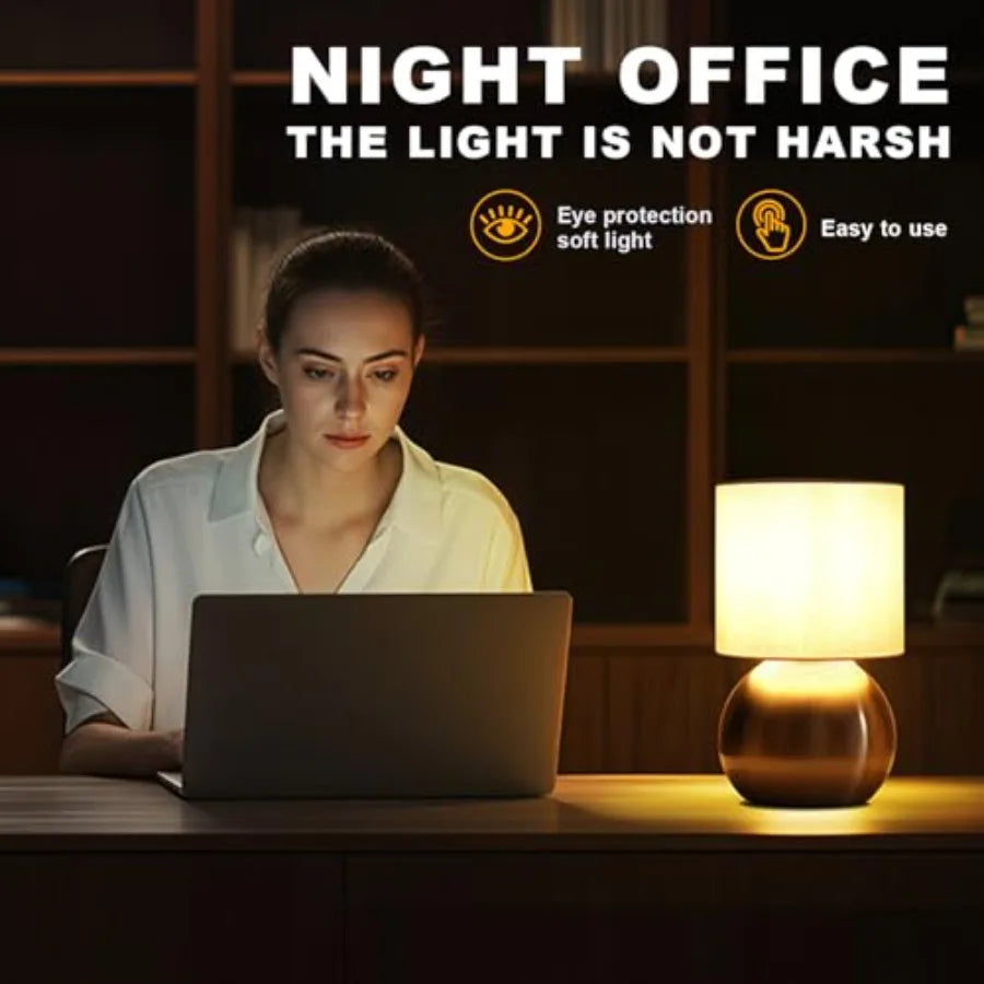 Modern Small Table Lamp Set of 2 Minimalist Nightstand Bedside Lamps with One-Button Inline Switch 10.4 Inch Desk Light for Bed