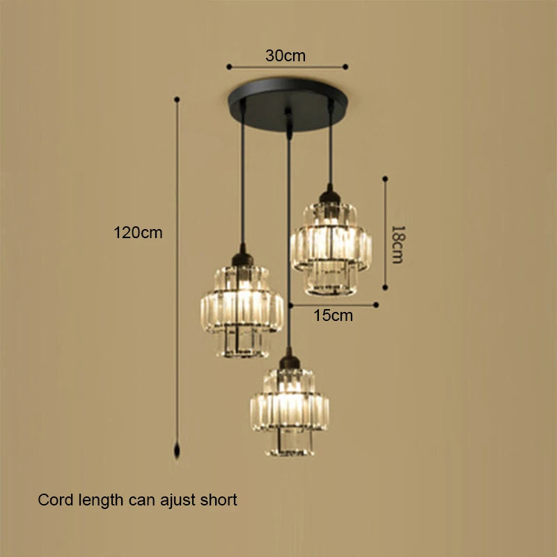 Dining Room Crystal Chandelier Golden Kitchen Island Hanging Light Interior Decor Luxury Modern Led Ceiling Lamp Pendant Light