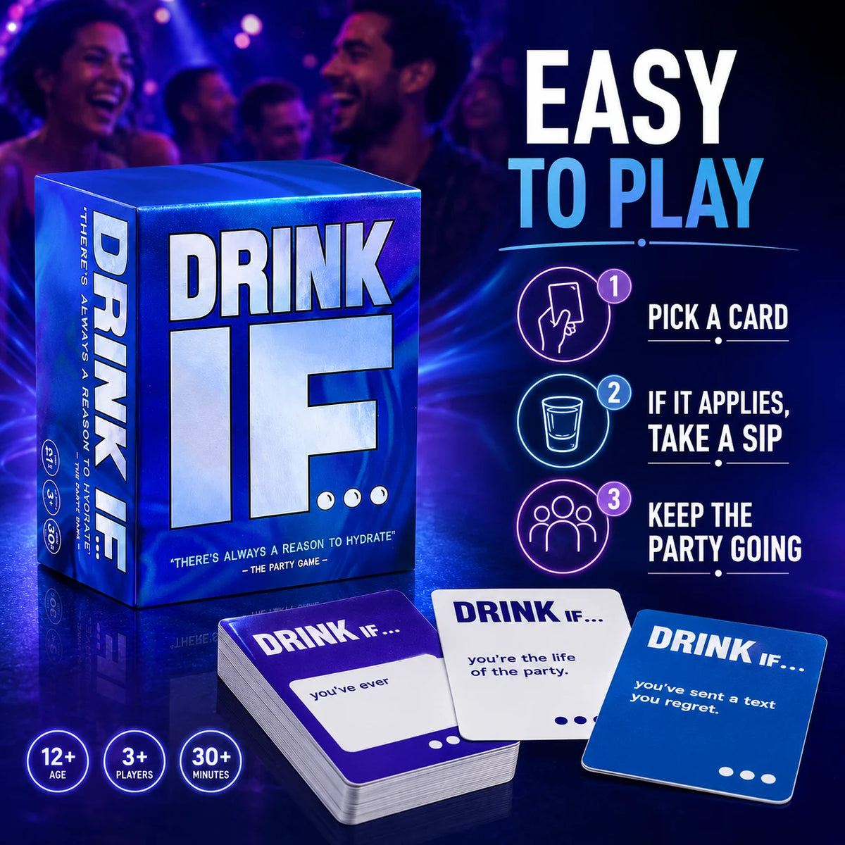Adult Social Interactive Card Game Drink If, Funny Ice Breaking Tabletop Game for Friends Get-Together, Portable Party Entertainment Card Game for Indoor Outdoor Gathering