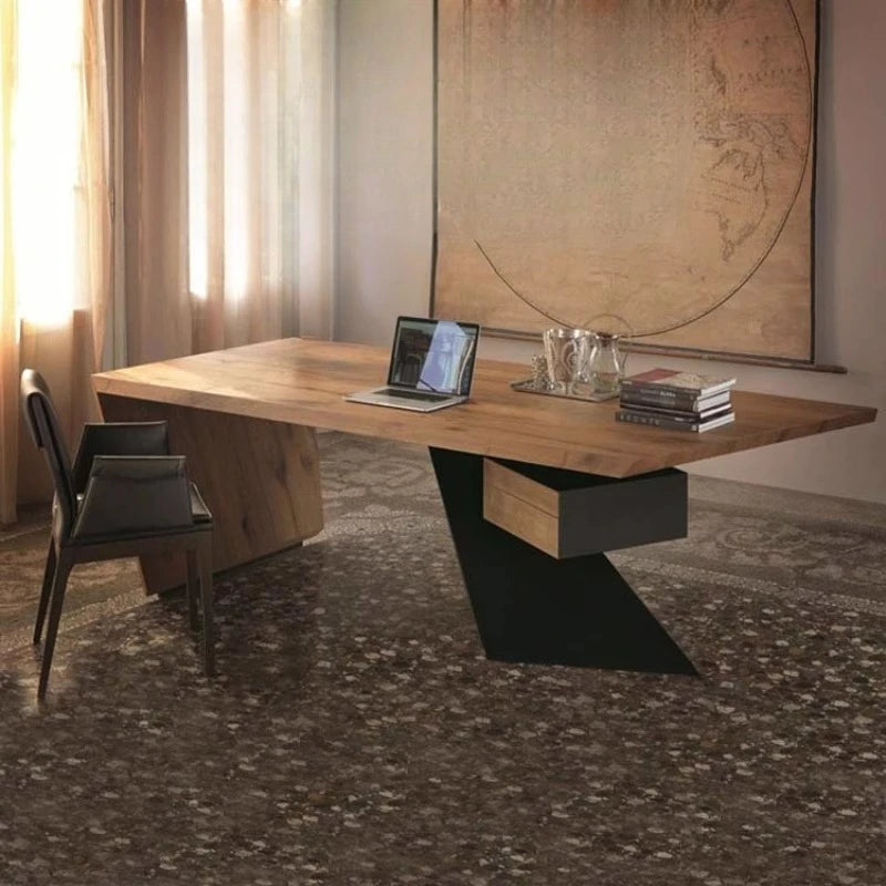 Unique European Office Desk Irregular Lounge Clear Decoration Beauty Office Desk Wooden Mesas Escritorio Postmodern Furniture