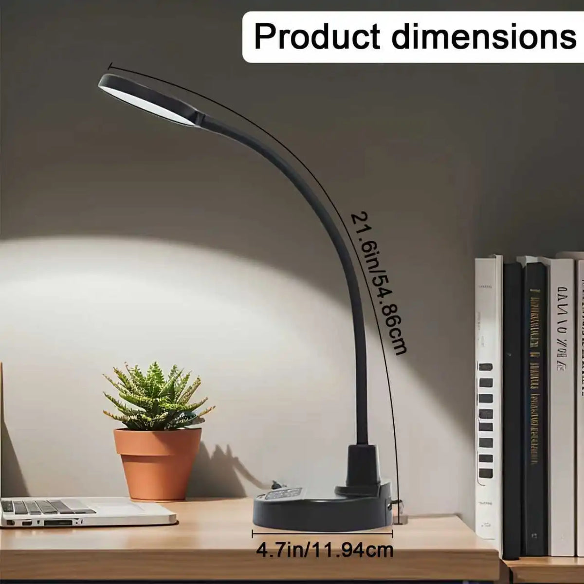3.5 Inch LED Desk Lamp with USB Charging Port, USB Powered Dimmable 3 Color Temperatures 5 Brightness Levels 4 Timer Settings Flexible Adjustable Gooseneck Sturdy Base Eye-Caring Reading Light for Home Office Bedroom Study Li