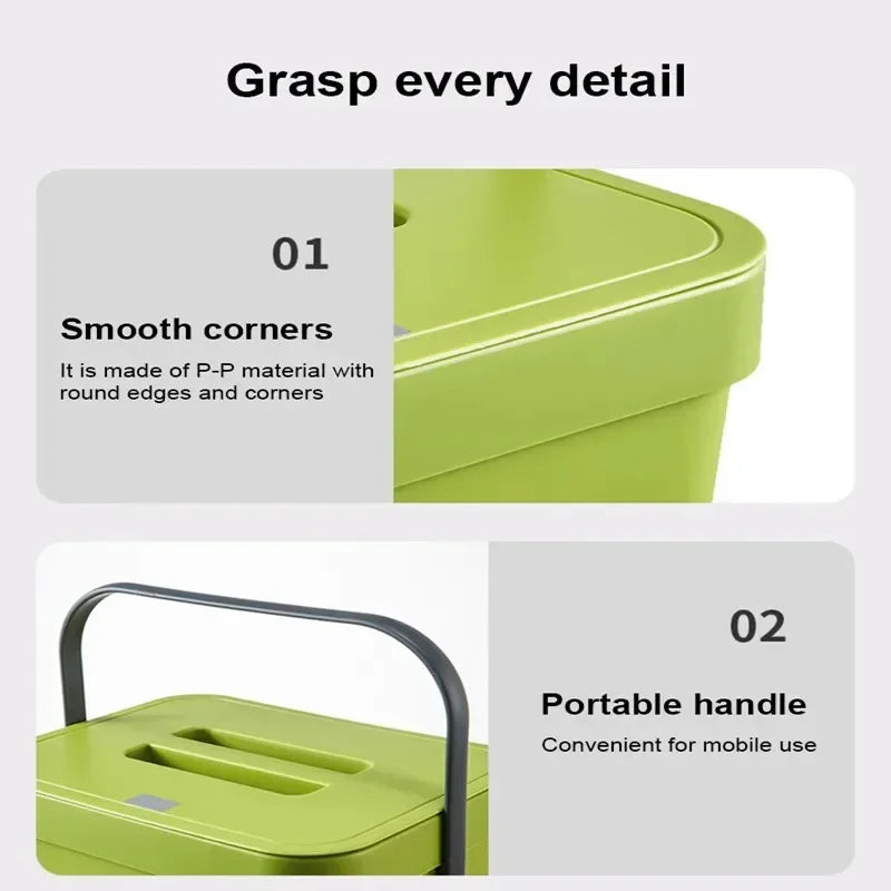 Small Space Saving Trash Can Hanging Mountable Quiet Close Lid Sealed Bin 3L 5L 7L 12L for Kitchen Bathroom Car Living Room