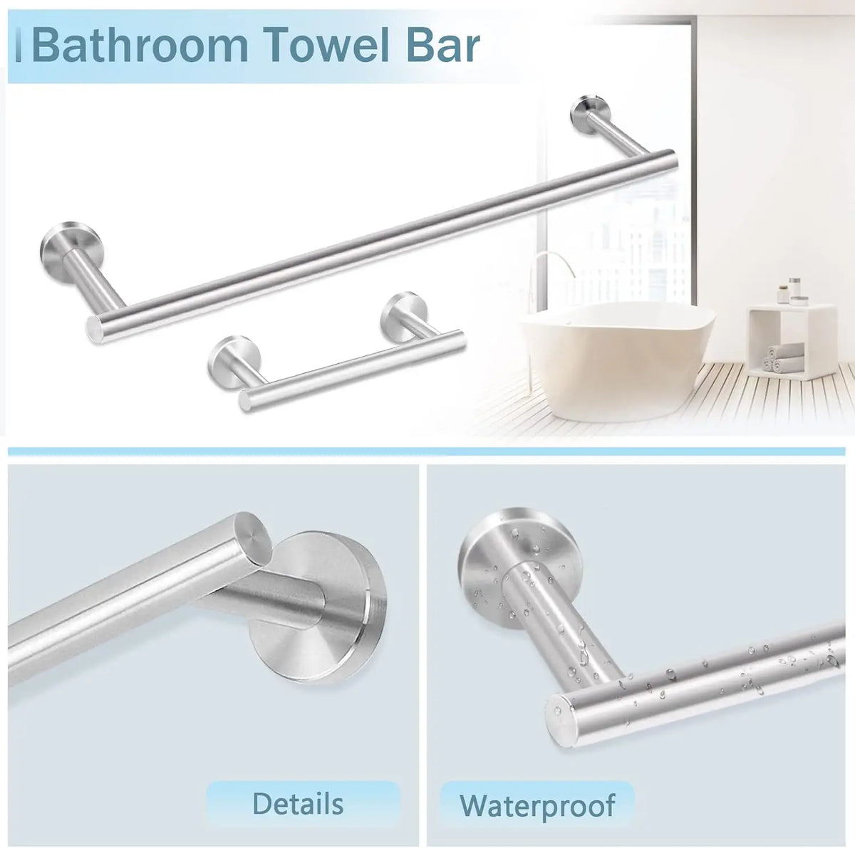 10 Piece Brushed Nickel Bathroom Hardware Set, 24" 16" Towel Bar Set