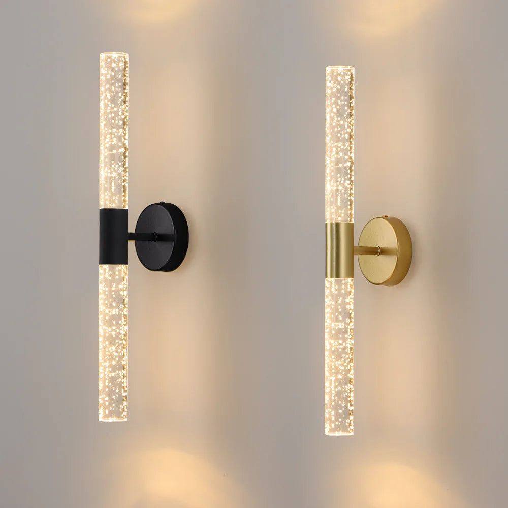 lndoor Double Head LED Wall Lamp Modern up Down Crystal Bubble Wall Light Bedroom living room Corridor Background Lights