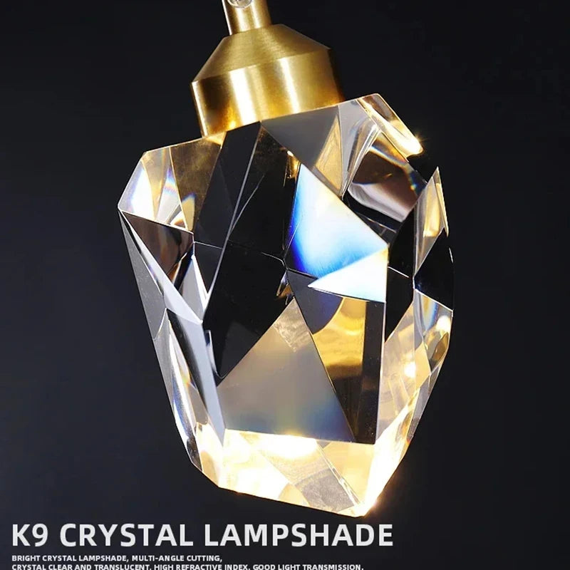 Staircase Pendant Light Luxury Crystal Small Chandelier Minimalist Restaurant Light Bar Counter Bedroom Bedside Ceiling Lamps