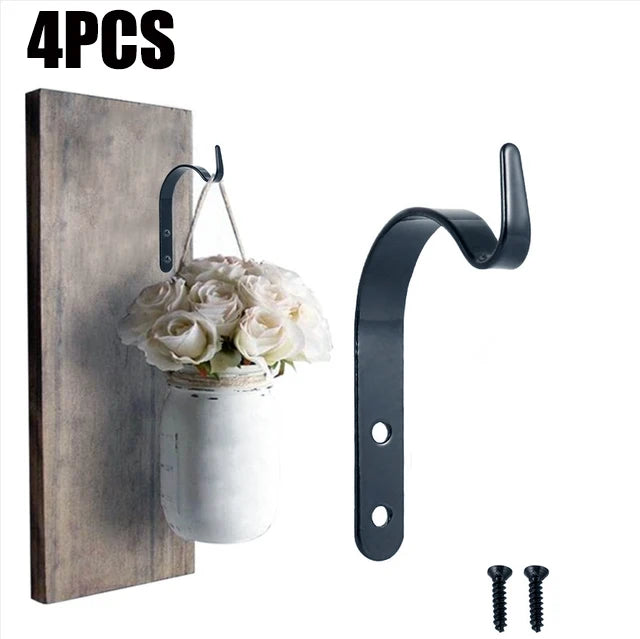 Retro Wrought Iron Wall Hanging Hook Flower Pot Rack Decoration Wall Hanging Basket Storage Bracket Garden Terrace Ornaments