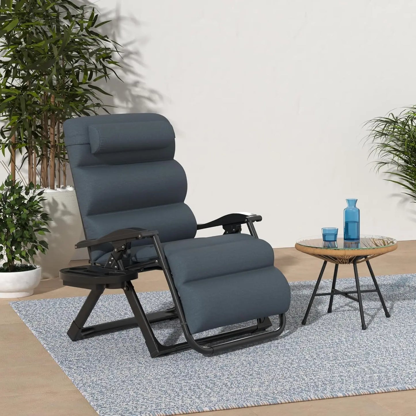 Oversized Zero Gravity Chair, Folding Outdoor Patio Recliner, XL Anti Gravity Lounger w/Removable Cushion, Cup Holder,, Custom