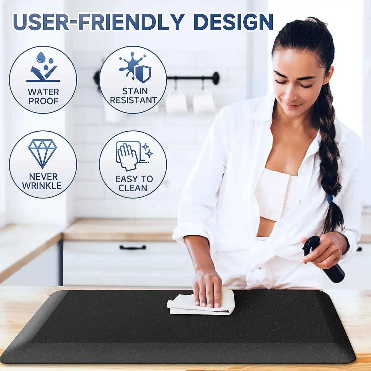 4/5 Inch Thick Kitchen Mats for Floor, Kitchen Rug for Standing Desk, Non-Slip, Thicker, Stain Resistant, Waterproof, Comfort An