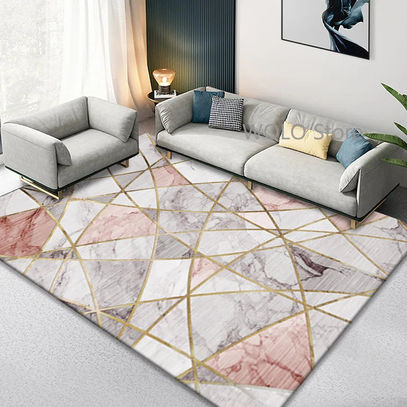 Nordic Marble Geometry Carpets for Living Room Light luxury Large area Home Decor rugs Bedroom Non-slip soft Floor Mats Washable