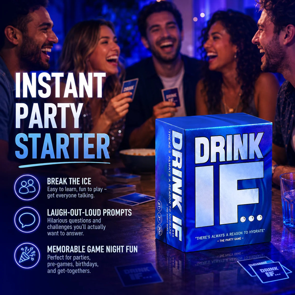 Adult Social Interactive Card Game Drink If, Funny Ice Breaking Tabletop Game for Friends Get-Together, Portable Party Entertainment Card Game for Indoor Outdoor Gathering