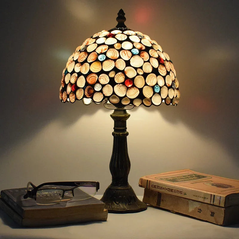 American Stained Glass Retro Restaurant Desk Lamp Bedroom Study Reading Light Bar Homestay Living Room Background Decor Lighting