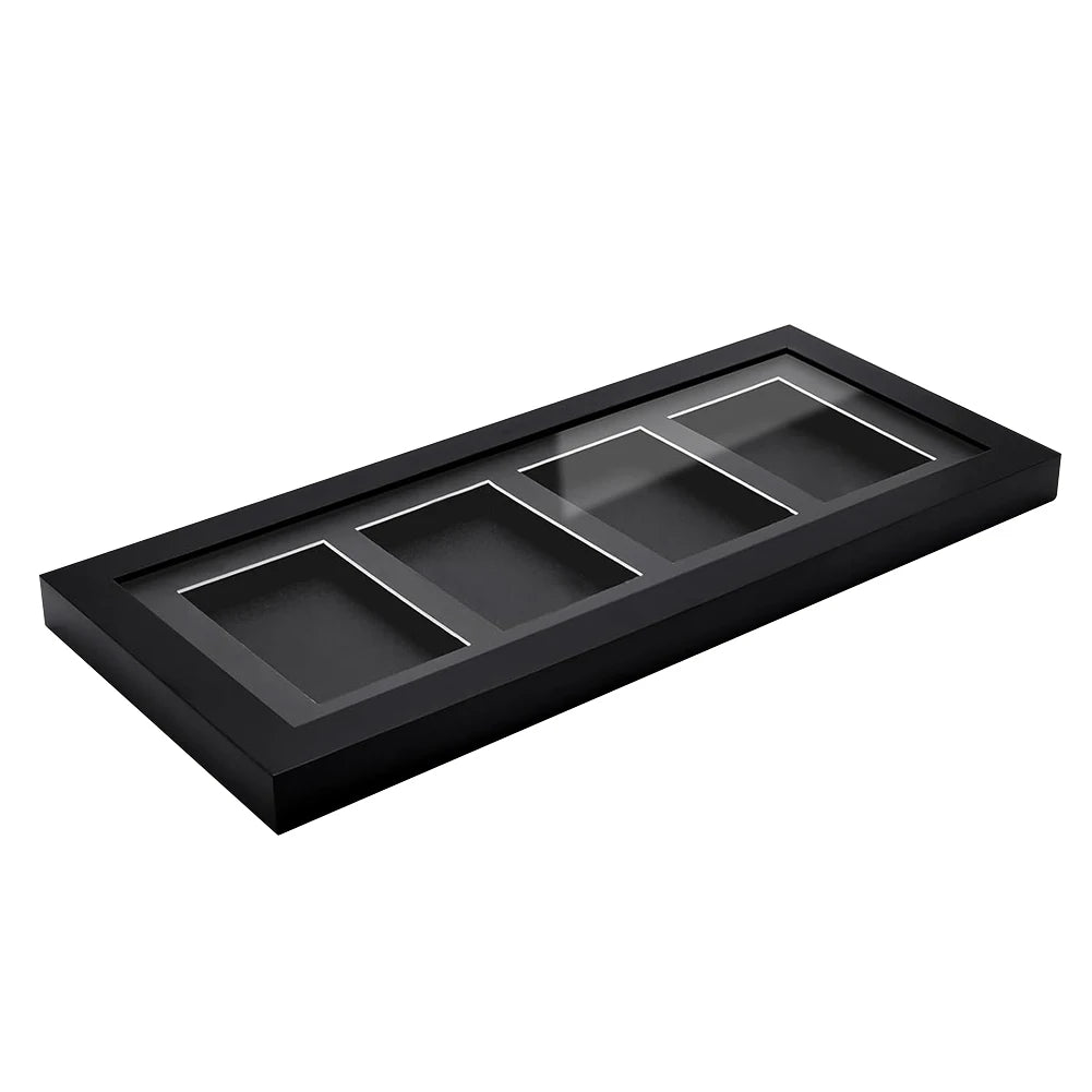 Trading Card Display Frame for 4 Standard Cards - Wall Mount Baseball Card Display Case with UV Protection Magnetic Card Holder