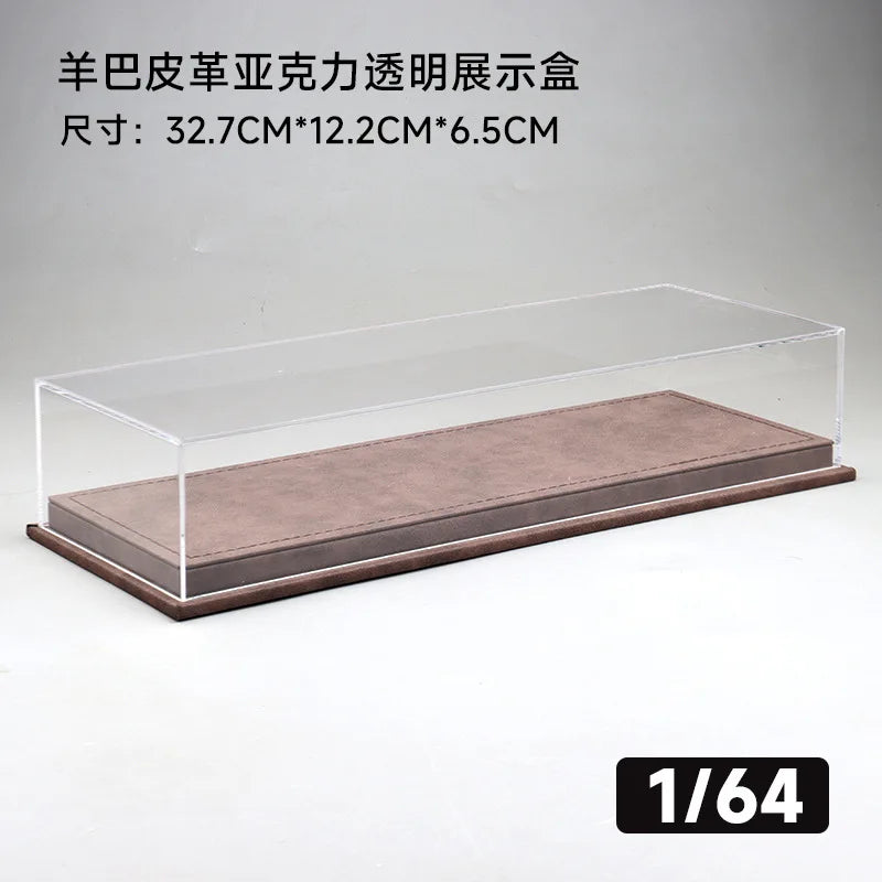1/64 Scale Acrylic Dustproof Display Case Compatible With 6 Tomica Mini GT Toy Car Models, Leather Base For Collector's Storage