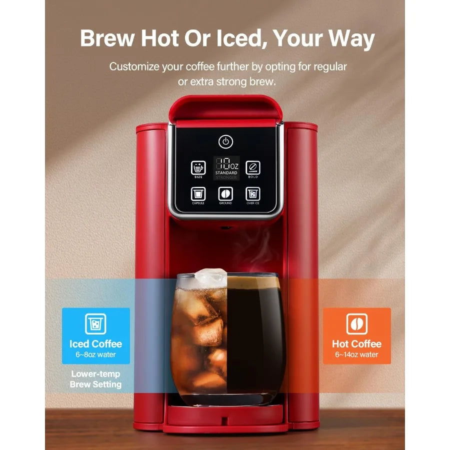 Single Serve Coffee Maker for Home and Office Use: Brews Hot and Iced Coffee from K Cup Pods and Ground Coffee Adjustable Brew