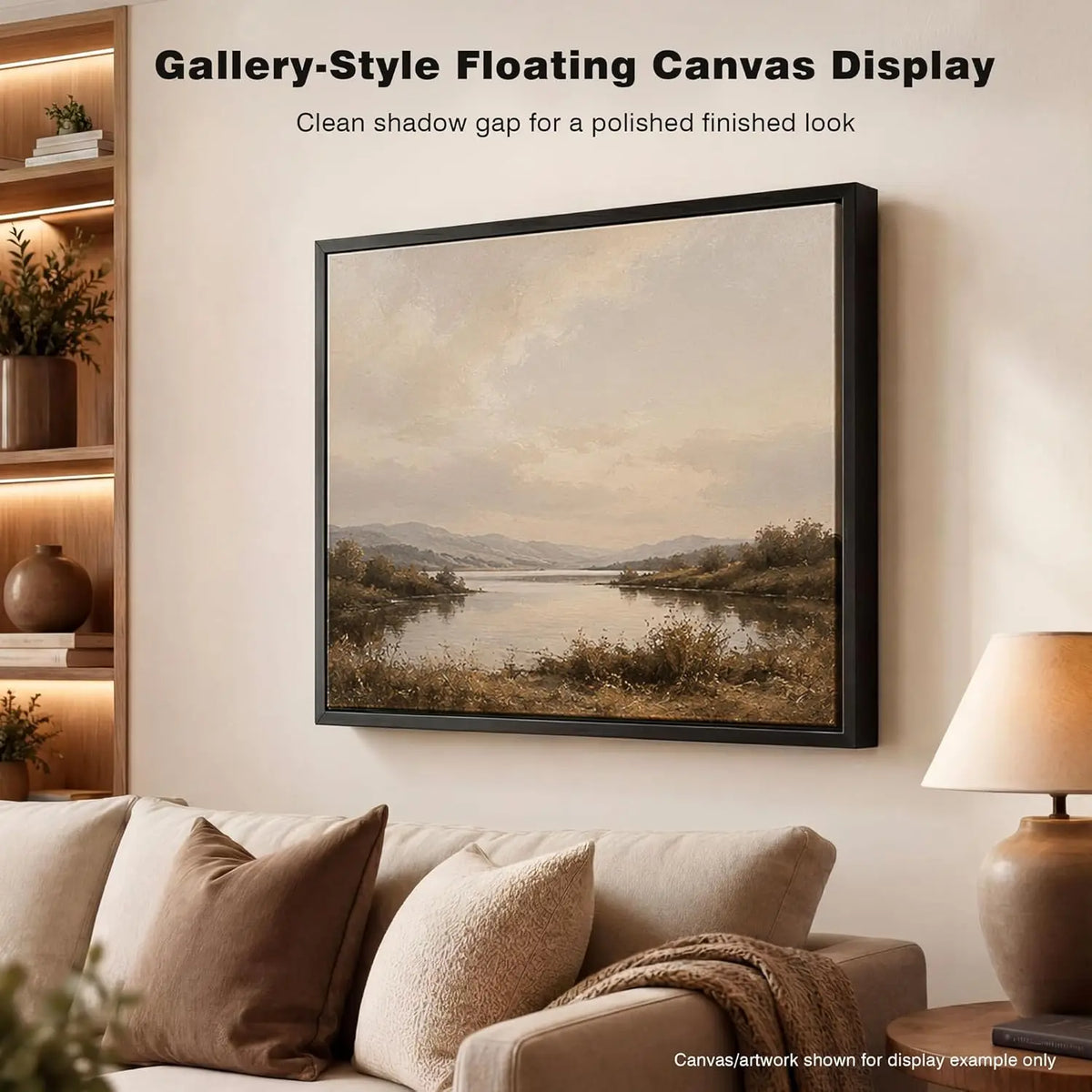 Canvas Floater Frame for 1.25" Deep Stretched Canvas, Floating Shadow Gap Design, Modern Gallery Wall Decor, Hardware Included