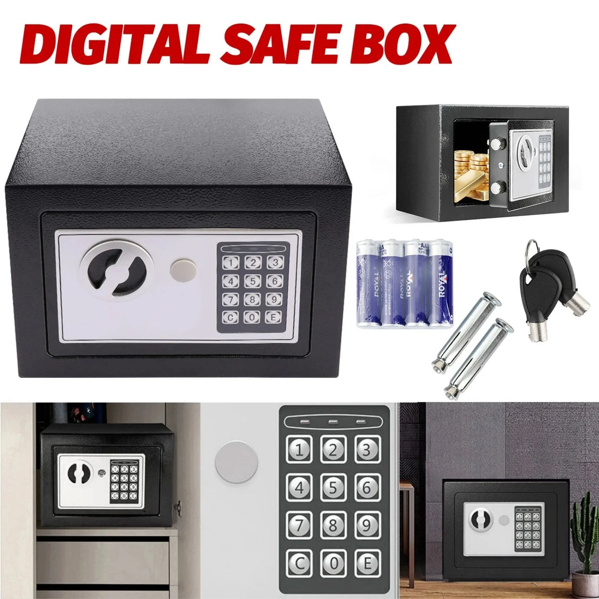 Digital Electronic Safe Box Keypad Lock Security Home Office Cash Jewelry