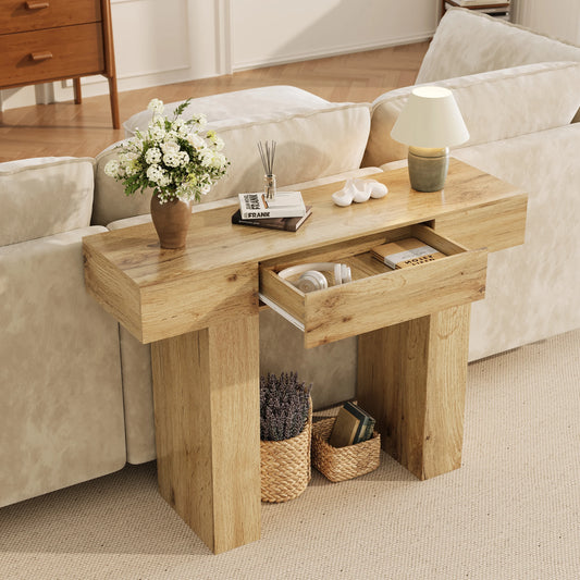 47" Long Console Table with Drawer,Narrow Entryway Table,Charcoal | Wood Rectangular Sofa Table Behind The Couch,TV Stand,Farmhouse Entry Way Tables for Entrance,Hallway,Foyer,Living Room