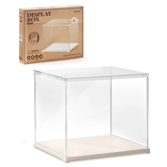 Rolife Clear Acrylic Display Box for Hobby Collectible Dust Cover Display Case for Miniature House Stackable Storage Plastic Box