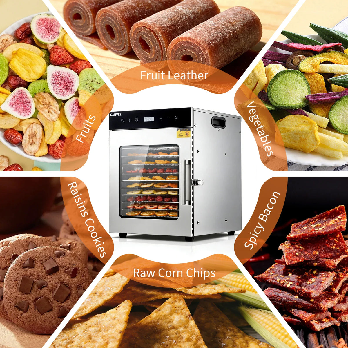 Stainless Steel Digital Food Dehydrator Machine with 10/12 Tray,Adjustable Temperature&24H Timer,Jerky Maker for Fruit Vegetable