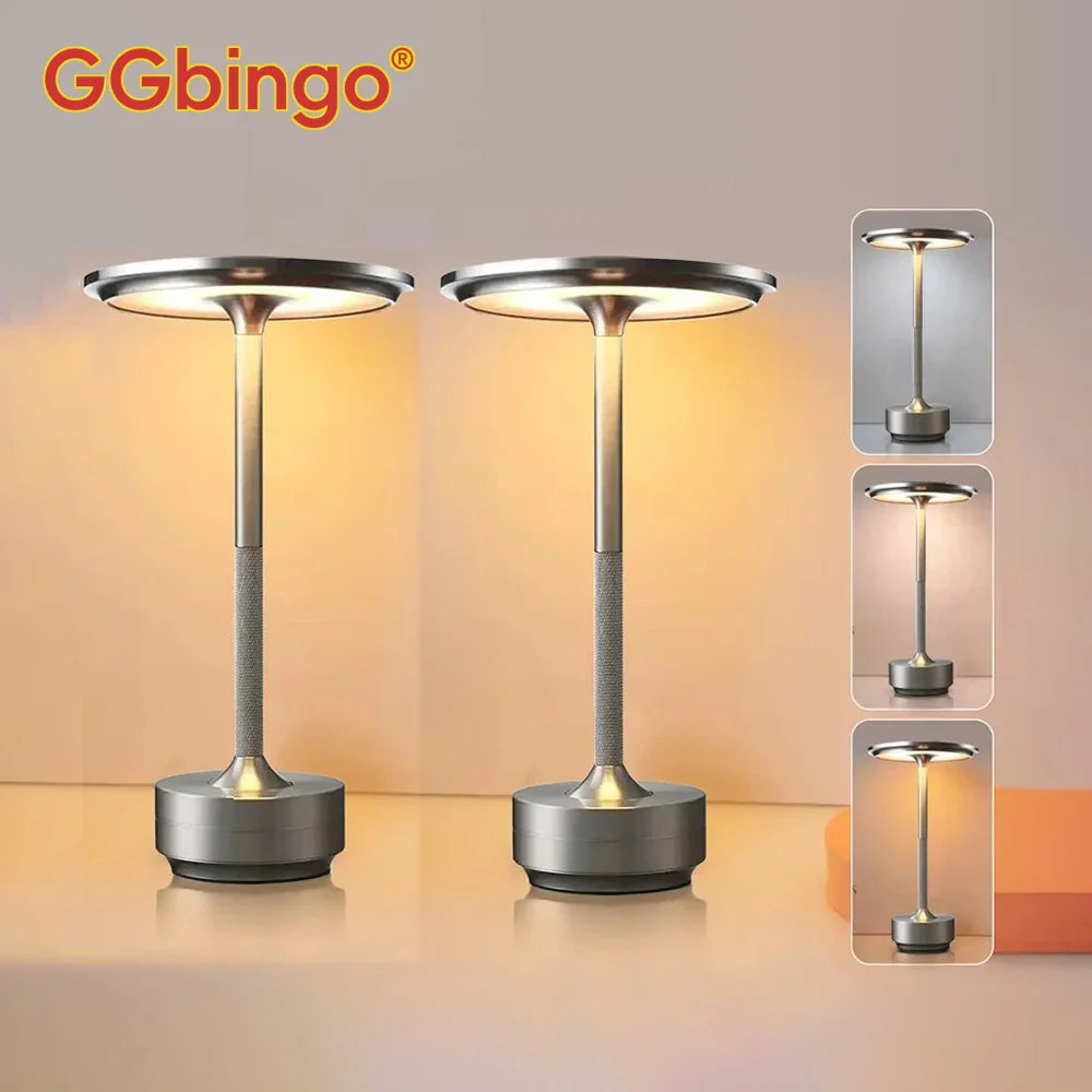 2PCS Rechargeable Wireless Table Lamp LED Touch Sensor Desktop Night Light Reading Lamp for Hotel Bar Bedroom Decor Light