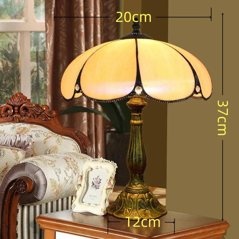 American Stained Glass Retro Restaurant Desk Lamp Bedroom Study Reading Light Bar Homestay Living Room Background Decor Lighting