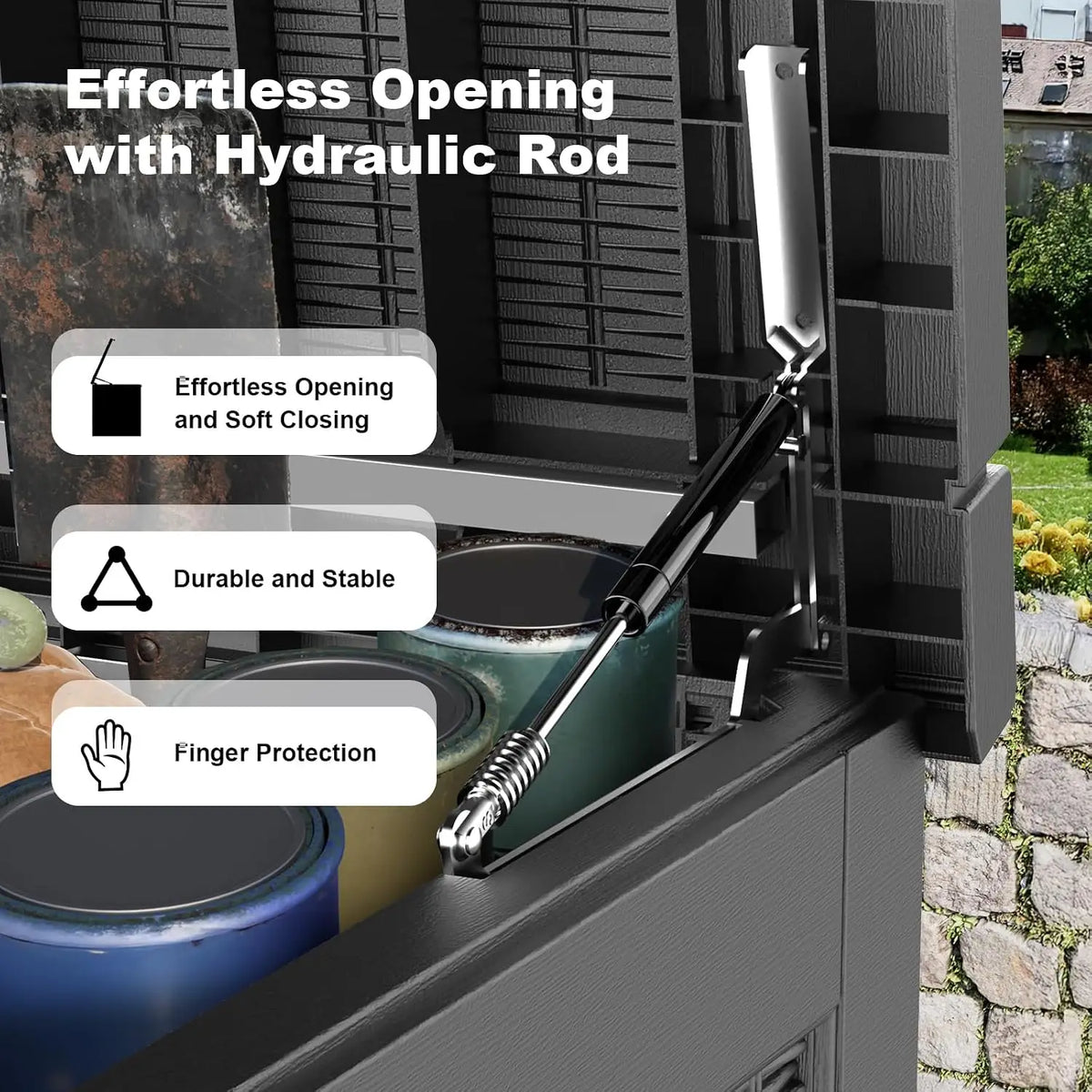 320 Gallon Deck Box Waterproof Outdoor Storage UV Resistant Black, Customized